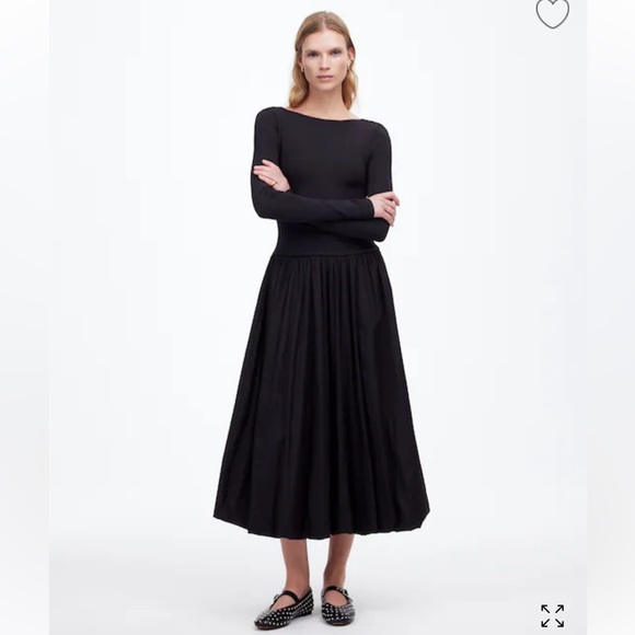 Madewell Martina Bubble-Hem Midi Dress in Black Madewell Martina Bubble-Hem Midi Dress in Black